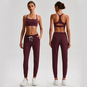 Ensemble de vêtements de sport pour femmes, respirant, soutien-gorge de yoga et leggings taille haute, vêtements de fitness, teinture unie/à rayures, séchage rapide - Product Image 2