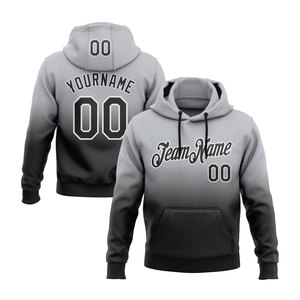 Sweat-shirt à capuche sportif personnalisé gris, noir et blanc dégradé, style streetwear moderne, confortable et décontracté - Product Image 4