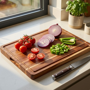 Bandeja de Servir de Madera Ecológica con Ranura para Jugo |   Tabla de Cortar Multiusos de Madera Maciza para Cocina |   Seguro para alimentos y de larga duración - Product Image 2