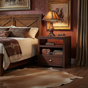 Wood Cascara <b>Trunk</b> Style Nightstand in <b>Coffee</b> Color for Bedroom and Living Room Furniture by P.D.T Modern Vietnamese Pine - Product Image 2