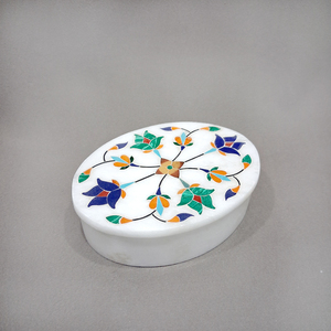 Caja de Joyería Moderna de Alabastro Grabado de Lujo con Incrustaciones, Hecha a Mano, para Almacenamiento de Regalos, 100 Unidades, Forma Ovalada, Venta al Por Mayor de la India - Product Image 4