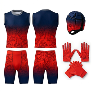 Maillot de football américain 7v7 pour jeunes, sans manches, respirant, avec impression par sublimation, sangle élastique, nom d'équipe personnalisé sur le devant - Product Image 1