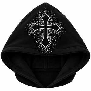 Men's Oversized <b>Zip</b> <b>Up</b> <b>Hoodie</b> <b>Black</b> Gothic Cross Print Streetwear Sweatshirt - Product Image 6