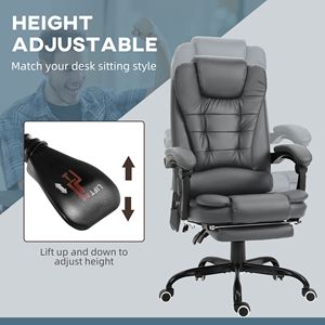 Sedia da Ufficio Direzionale Contemporanea con Schienale Reclinabile, Massaggio a Vibrazione, Grigia, Altezza Regolabile (Alluminio Acciaio Inossidabile) - Product Image 6
