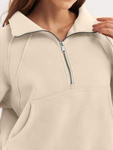 Hot Selling Simple Style <b>Girls</b> <b>Hoodie</b> <b>Sweatshirt</b> Long Sleeve Breathable Design Stand Collar Custom Logo Front for Winter Season - Product Image 5