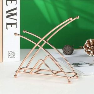Nordic Gold Triangle Metal Napkin Stand Creative Paper Tissue Organizer <b>Caddy</b> for Kitchen Dining <b>Table</b> Home Decor Napkin Holder - Product Image 5