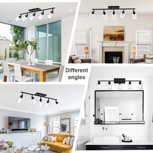 Lámpara de Techo de Metal con 5 Luces de Cristal Transparente para Baño, Foco Giratorio Multidireccional con Riel Ajustable - Product Image 3