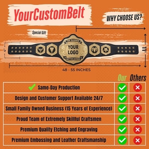 Custom Wrestling Champion <b>Belt</b> Boxing MMA Championship Title <b>Belt</b> Premium Leather <b>Gold</b> Plated Plates OEM Logo Personalized - Product Image 5