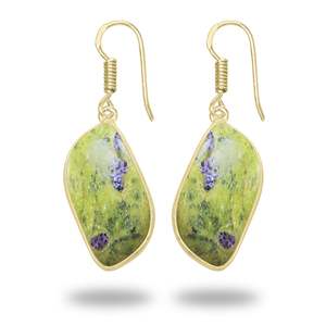 Bohemian Style Wedding Gift Jewelry Handmade Atlantasite Mixed Shape Gemstone High Quality Silver Plated Brass <b>Clip</b>-on Earring - Product Image 4