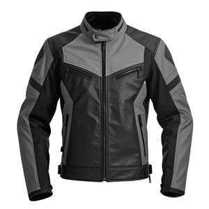Men's White & Black Genuine Leather Motorbike Track <b>Racing</b> <b>Jacket</b> CE Certified Protections Leather Motorbike <b>Jacket</b> For Men - Product Image 3