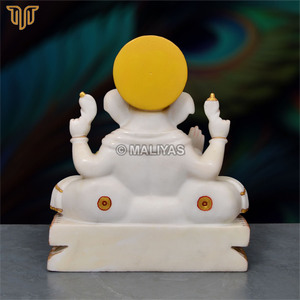 Estatua de Ganesha de Mármol Blanco Puro |   Ídolo del Dios Ganesha Hecho a Mano |   Murti de Ganpati de Mármol Premium para Templo en Casa, 12 Pulgadas - Product Image 4