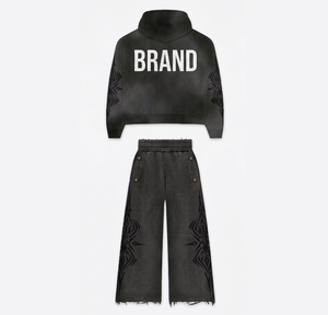 Conjunto de Chándal con Capucha Personalizado, Estampado Geométrico, Pantalones Largos, Corte Holgado, Estilo Urbano, Ropa de Invierno para Hombre Adulto, Elástico en Cuatro Direcciones - Product Image 2