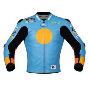 Johan Zarco MotoCP <b>Racing</b> <b>Jacket</b> Custom Motorsport Vintage Style Cowhide Kangaroo Leather <b>Jacket</b>/Chaqueta - Product Image 1