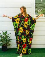 Magnifique Kaftan Indien Élégant Fait Main en Viscose pour Femme, Manches Trois Quarts, Longue Robe Maxi Tie-Dye, Col en V Droit, Grande Taille, Idéal pour l'Été
