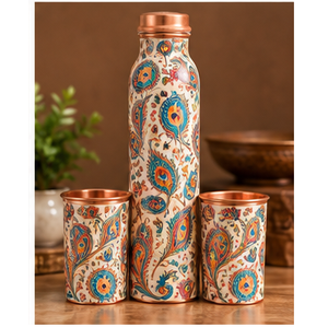 <b>Vintage</b> Copper Water <b>Bottle</b> Set with Lid Portable Travel Drinkware Gift set - Product Image 4