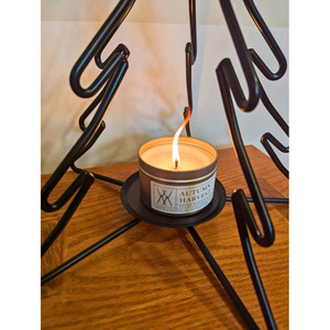 Charming Black Metal <b>Christmas</b> Tree Candle Holder Topped With A <b>Star</b> For Festive Holiday Table Decor And Warm Seasonal <b>Lighting</b> - Product Image 4