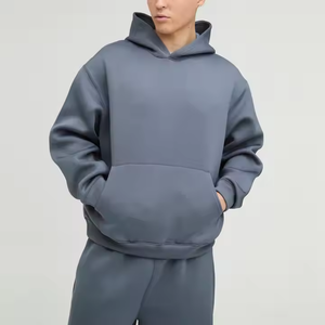 Sweat-shirt à capuche surdimensionné pour homme, gris uni, 100% coton molletonné, vêtement décontracté d'automne, coupe classique, respirant, pull-over ROLEIN 380g - Product Image 2
