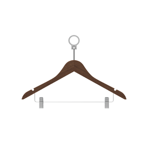 Organisateur de penderie en bois de noyer, cintre à vêtements en bois artisanal avec pinces et crochet – Nouveauté - Product Image 1