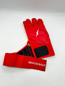 Bruce Bolt Red Leather Rubber Batting <b>Glove</b> Ambidextrous Snap Closure Unisex Adult XL Training - Product Image 1