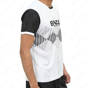 Blaze Men's Soccer Jersey Set White Black Geometric <b>Print</b> Short Sleeve Crew Neck Moisture Wicking Athletic Fit All Seasons - Product Image 6