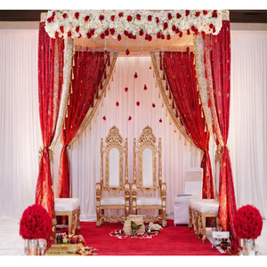 เก้าอี้งานแต่งงานแบบแมนดัปสำหรับเจ้าสาวและเจ้าบ่าว เก้าอี้มหาราชาดีไซน์สวยงาม เก้าอี้งานแต่งงานสีทองพนักพิงสูงทรงยาว แคลิฟอร์เนีย สหรัฐอเมริกา - Product Image 1