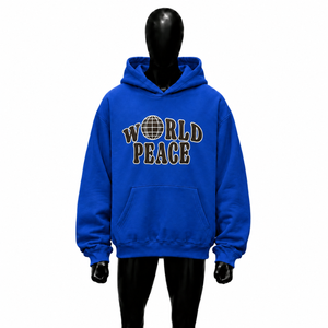 Sweat à capuche bleu oversize streetwear unisexe décontracté en molleton avec imprimé globe, style urbain, collection automne - Product Image 1