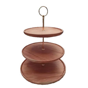 Support à gâteau rond en bois et métal, fait main, décoratif, pour servir des gâteaux, des fruits et des desserts, au meilleur prix - Product Image 6