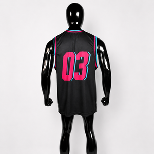 Maillot de basket-ball et de lutte unisexe noir, rose, bleu dégradé, col en V, sans manches, en maille, imprimé par sublimation, coupe classique pour adulte - Product Image 6