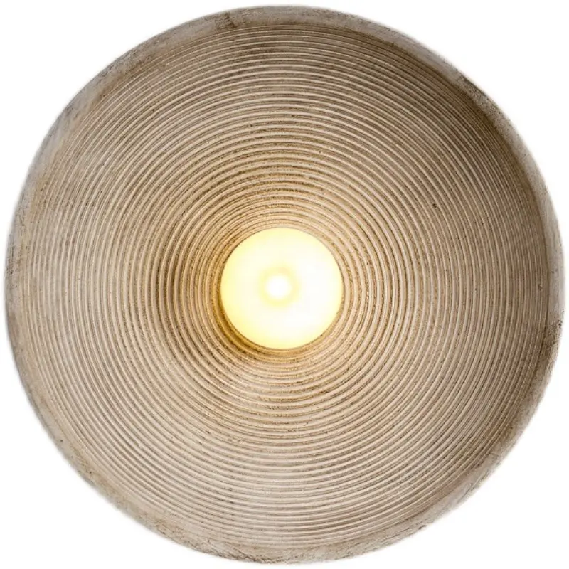 Retro White Resin Echoed Grooves Handcrafted Dome Circles Concentric Ceiling Wall Light Annual Ring Wall Lamp Wall Sconce