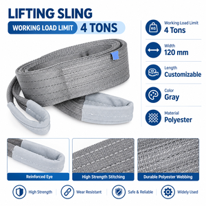Eslinga de Elevación Plana para Construcción, 4 Toneladas, Poliéster Resistente al Desgaste, Directo de Fábrica con Fabricación Personalizada - Product Image 4