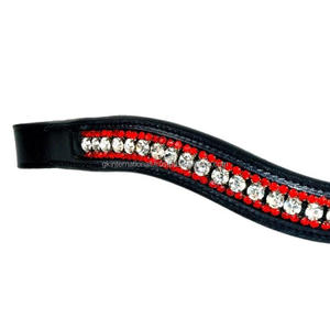 Dernière conception équitation équestre en cuir véritable cristaux rouges et argentés chaîne diamante bande de front Fabricant et grossiste - Product Image 6