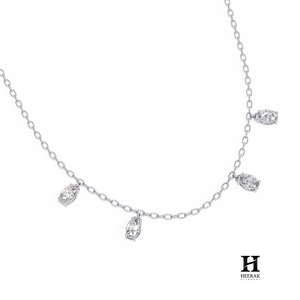 Collier en or blanc 18 carats avec plusieurs pendentifs en diamants ovales, bijoux fins - Product Image 2