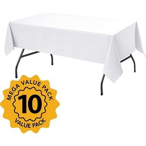 Set di 10 Tovaglie Rettangolari Bianche 60 X 84 Pollici, Tessuto in Poliestere Antimacchia per Tavoli da 4 Piedi, Lavabili - Product Image 3