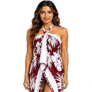 OEM ODM chiffon Sarong Women <b>Beach</b> <b>Wrap</b> hibiscus garden Lightweight Cover Up Skirt Tropical Island Resort Fashion New Arrival - Product Image 1