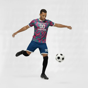 Ensemble de maillots de football personnalisés, imprimés par transfert thermique, ornés de strass, respirants, protection UV, unisexe, été - Product Image 4