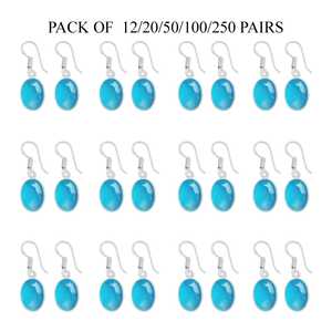 Elegantes Pendientes Colgantes de Latón Plateado con Calcedonia Azul, Estilo Bohemio, con Forma de Corazones, Ideales para Regalo de Fiesta, Ecológicos - Product Image 3