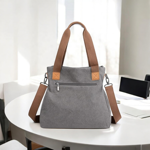 Wholesale Popular New Luxury <b>Canvas</b> <b>Tote</b> <b>Bag</b> Manufacturer Business Ladies Handbags Custom Logo <b>Canvas</b> Office Handbags - Product Image 3