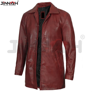 Abrigo de Cuero de Lujo, Chaqueta Casual de Moda para Hombre, Diseño a Cuadros Personalizado de Alta Calidad, Abrigo Largo de Piel de Oveja - Product Image 3