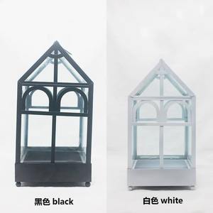 Terrario de vidrio con marco de metal en forma de Casa Blanca de gran tamaño, macetero decorativo para el hogar, oficina, cafetería y entrada, estilo indio. - Product Image 4