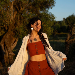 Veste légère en coton à devant ouvert, coupe décontractée, taille unique, style bohème, pièce de superposition confortable - Product Image 1