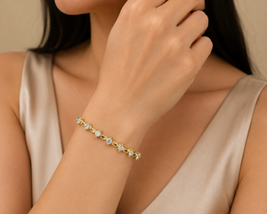 Pulsera de Diamantes de Oro Amarillo de 18K para Mujer, Diamantes Cultivados en Laboratorio, Corte Brillante Redondo, Estilo Clásico, Joyería para Uso Diario - Product Image 1