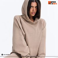 Sweat-shirt à capuche oversize à manches longues, couleur unie, en molleton, unisexe, pour l'automne, avec poche, en coton tricoté