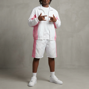 Ensemble de survêtement 2 pièces en nylon avec logo personnalisé, veste zippée et short color block, style streetwear estival pour homme – Meilleures ventes - Product Image 4