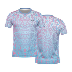 Custom Printed O Neck Gradient Pattern Quick Dry Breathable Eco Friendly Regular Fit <b>Half</b> Sleeve Casual Gym Men's <b>Shirts</b> - Product Image 1