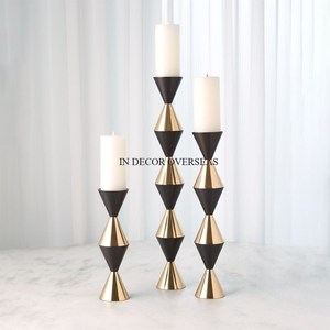 High Grade Gold Plated <b>Brass</b> <b>Candlestick</b> Holder Set Of 2 Gold Finish Beaded Design Home Decoration From India I - Product Image 5