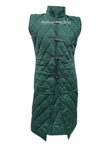 Handmade High Quality Medieval Gambeson <b>Long</b> <b>Coat</b> <b>Sleeveless</b> Cotton Padded Aketon Jacket Knight Armor Christmas And Halloween - Product Image 2