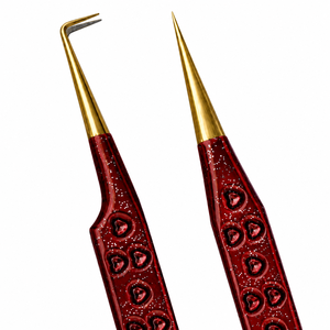 Pinzas para Pestañas con Diseño de Corazón Rojo y Puntas Doradas, Herramienta de Precisión de Acero Inoxidable para Aplicación de Pestañas - Product Image 2