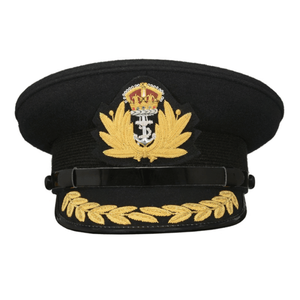 Casquette de cérémonie noire de haute qualité personnalisée avec broderie de feuille de chêne dorée royale, casquette à visière pour officier - Product Image 1