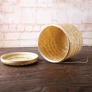 Panier de rangement en bambou tressé en forme d'animal créatif avec couvercle, design mignon dinosaure cheval, organisateur de jouets pour enfants, décoration artisanale pour la maison - Product Image 1