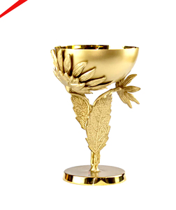 Elegante Tazón Decorativo Dorado con Base de Hojas, Perfecto para Decoración de Hogar de Lujo y Centros de Mesa Festivos - Product Image 1